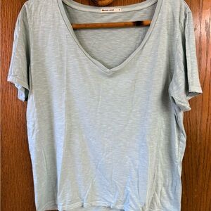 Marine Layer Boyfriend Soft Sky Blue Green V-Neck Tee Small